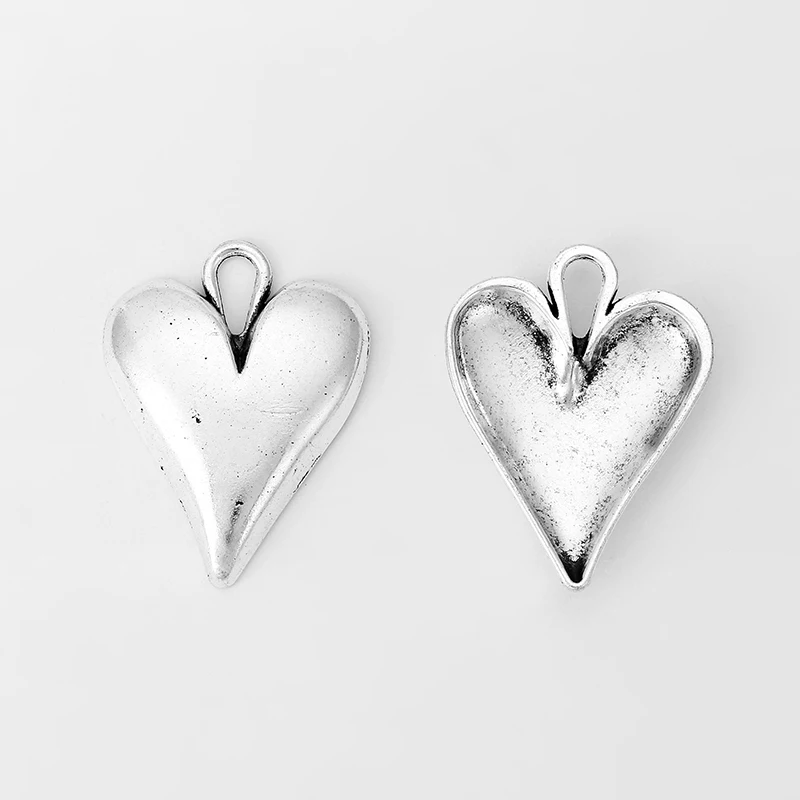 10 шт. античное серебро Мини Твердые lovingHeart Подвески кулон для ожерелья ювелирных изделий материал 38x28 мм