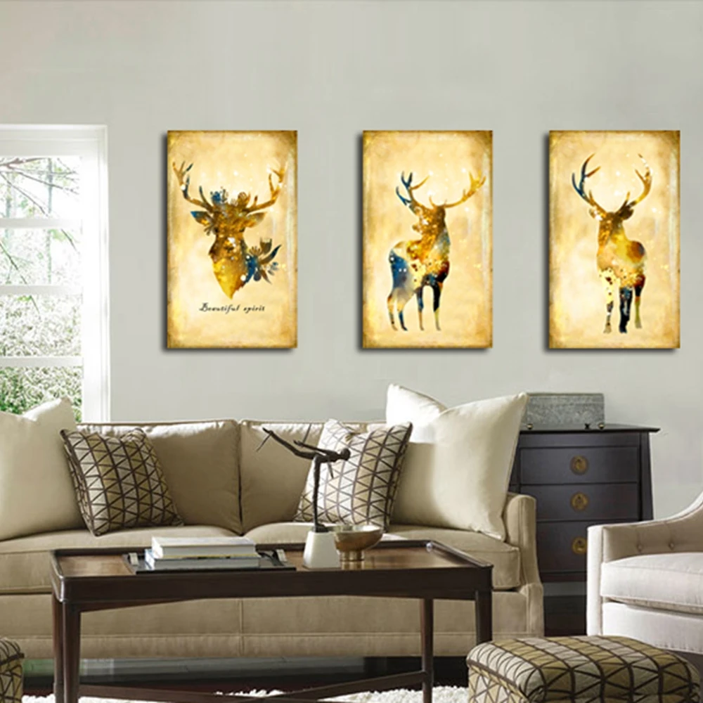 Домашние украшения в стиле ретро олень холст картина для детской комнаты