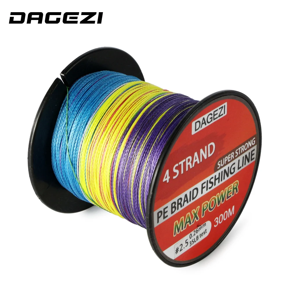 

DAGEZI 10-80LB mix color PE Braided Fishing Line With Gift 4 strand 300m Super Strong Multifilament Braided fishing lines