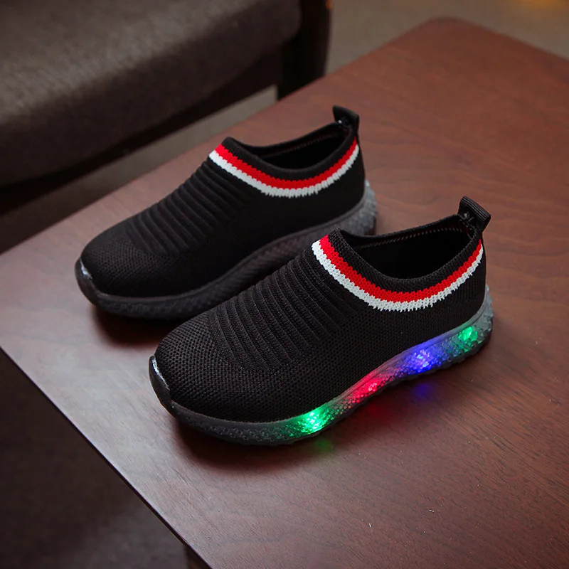 New Fashion LED lighting kids casual shoes soft slip on children sneakers breathable girls boys tennis | Детская одежда и обувь