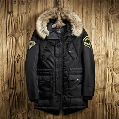 2521black AIOPESON, зимняя мужская куртка, Повседневная парка, одноцветная, с большим карманом, высокое качество, зимняя мужская куртка, меховая толстовка, Толстое Зимнее пальто - Цвет: 2521black