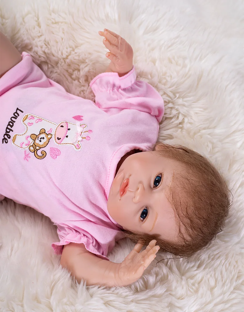 46 см reborn силиконовые детские куклы розовая одежда настоящий вид bebe живая кукла