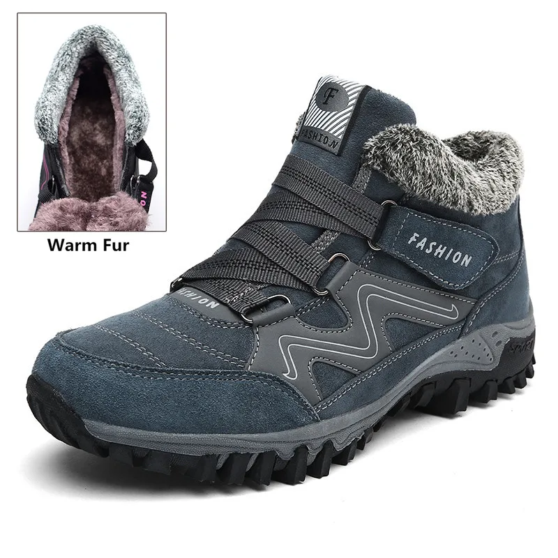 Blue Fur Mens Boots MARSON/мужские ботинки; Высококачественная Мужская обувь; замшевые рабочие ботинки; теплые зимние повседневные мужские кроссовки на меху; мужские ботильоны - Цвет: Blue Fur Mens Boots