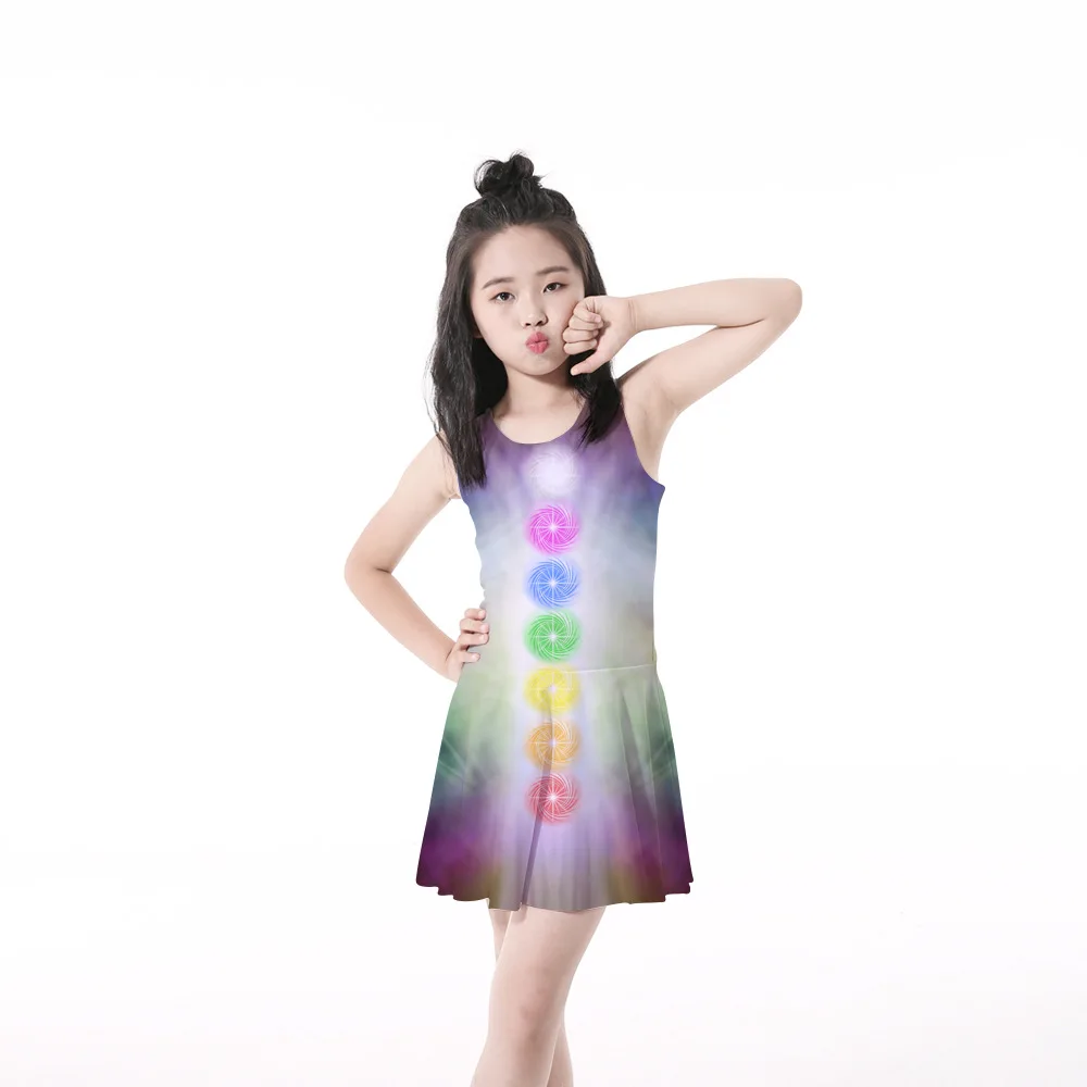 Детский Радужный градиентный купальный костюм платье для девочек карнавальный