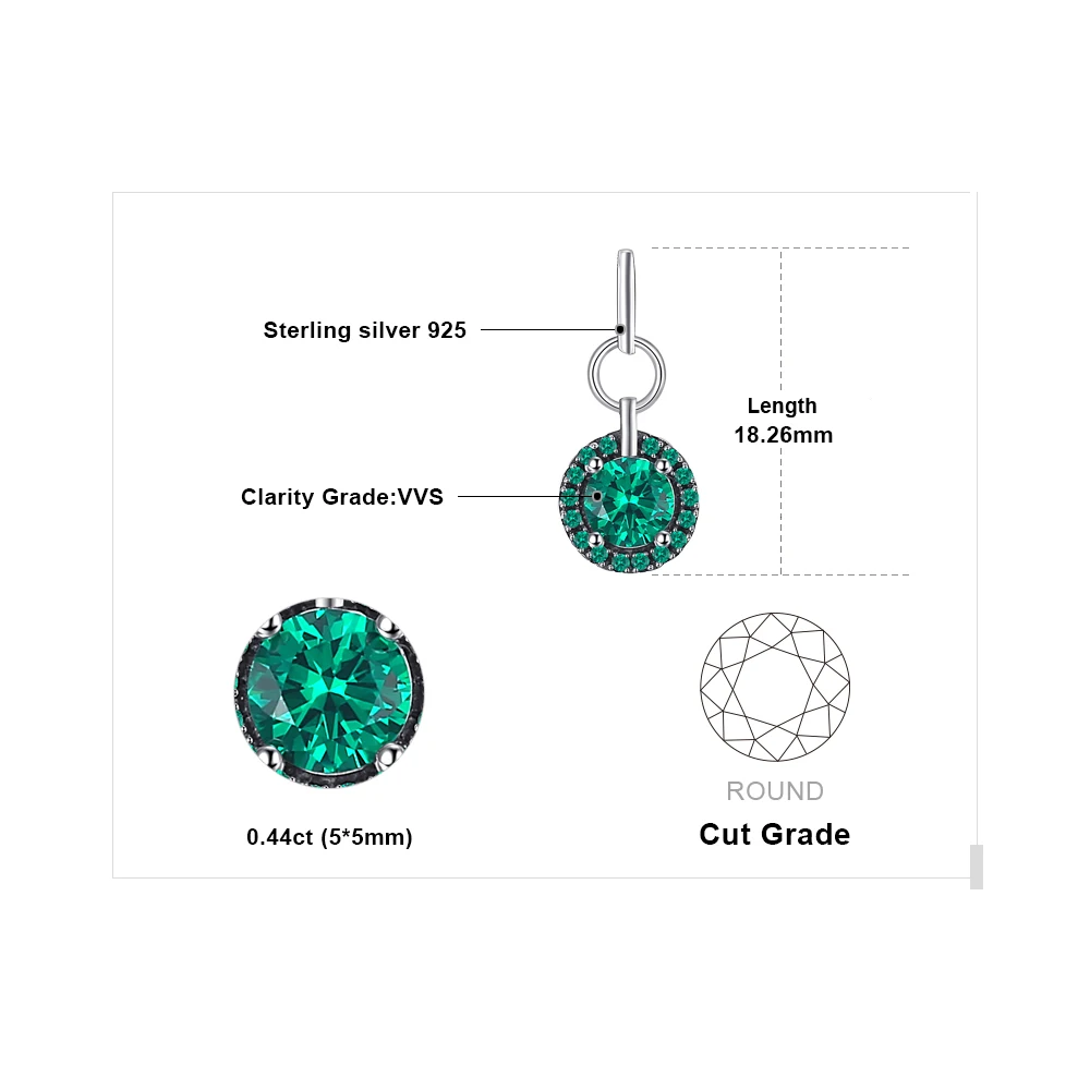 Jewelrypalace классический 0.5 карат создания Изумрудный Круглый камень кулон 100%