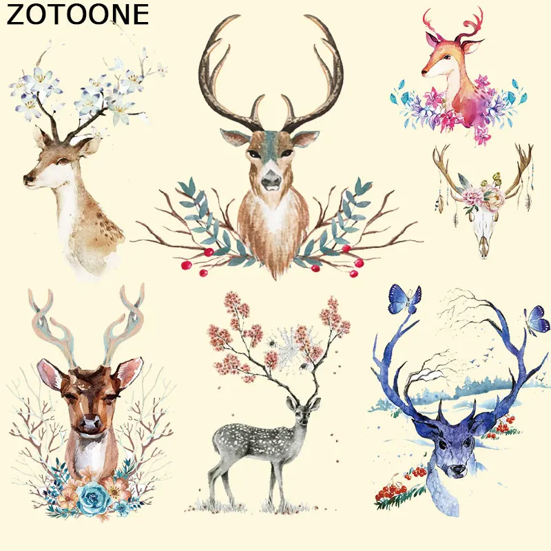 Термоклейкая переводная нашивка ZOTOONE для одежды красивый цветок олень животное