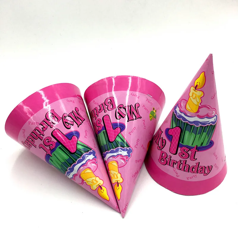 6 шт./лот вечерние шляпы для первого дня рождения Детские шапки девочек детей 1