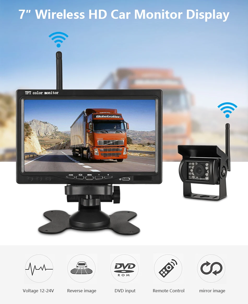 JMCQ " TFT lcd беспроводной автомобильный монитор HD дисплей Проводная камера заднего вида парковочная система для автомобиля заднего вида Мониторы для грузовика рабочий автомобиль