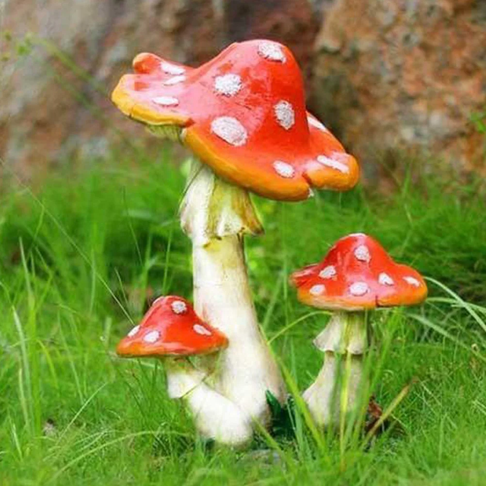 3 Heads Red Mushroom Toadstool Miniature Fairy Garden Miniatures Figurine Dollhouse Decor Home Decoration Accessories | Дом и сад