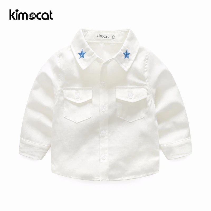 Kimocat одежда для маленьких мальчиков 2 шт. рубашка + штаны однотонный комбинезон