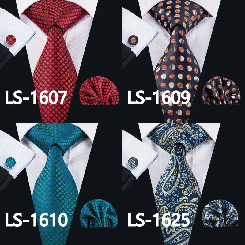 LS-1610 Barry. Wang Мужской галстук шелк жаккардовый тканый галстук носовой платок Запонки Наборы для формальных Свадебная деловая вечеринка