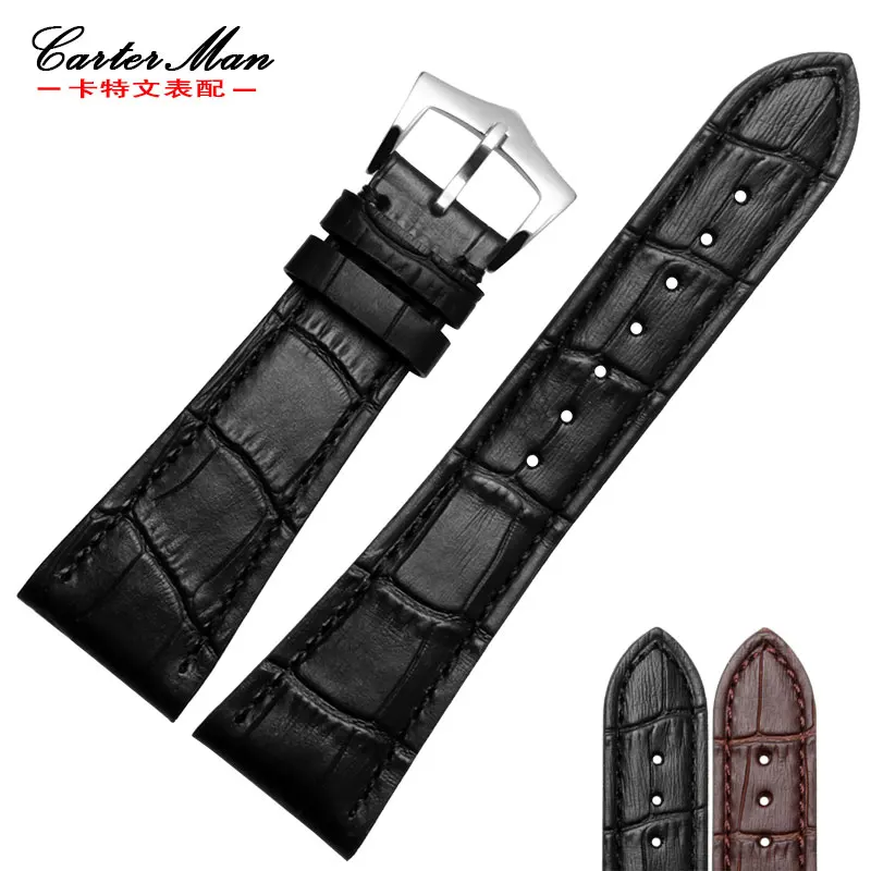 Ремешок из натуральной кожи для мужских часов черный коричневый браслет с