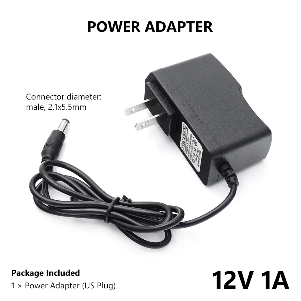 12V 1A Адаптер питания зарядное устройство DC 12 В 1A 2A 3A 5A 6A 7A 8A адаптер DC 12 вольт ЕС США Великобритания вилка 100-240 В до 12 В Трансформаторы освещения - Цвет: 12V 1A