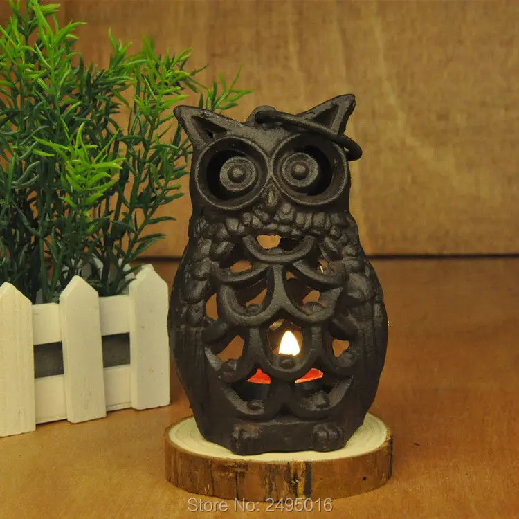 Чугунный Настольный подсвечник светильник черная сова|candle lantern|lantern holdercandle holder