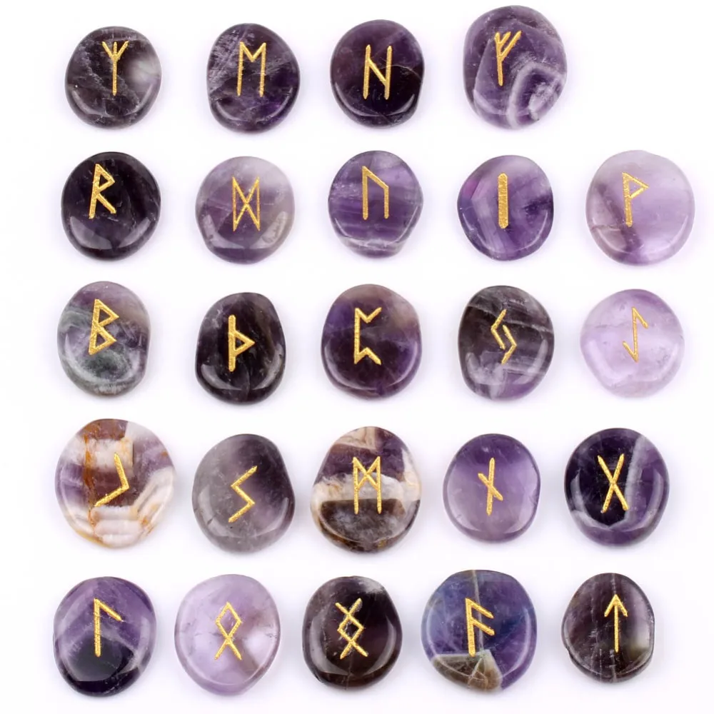 Набор Натуральных искусственных камней из аметиста руны драгоценные камни