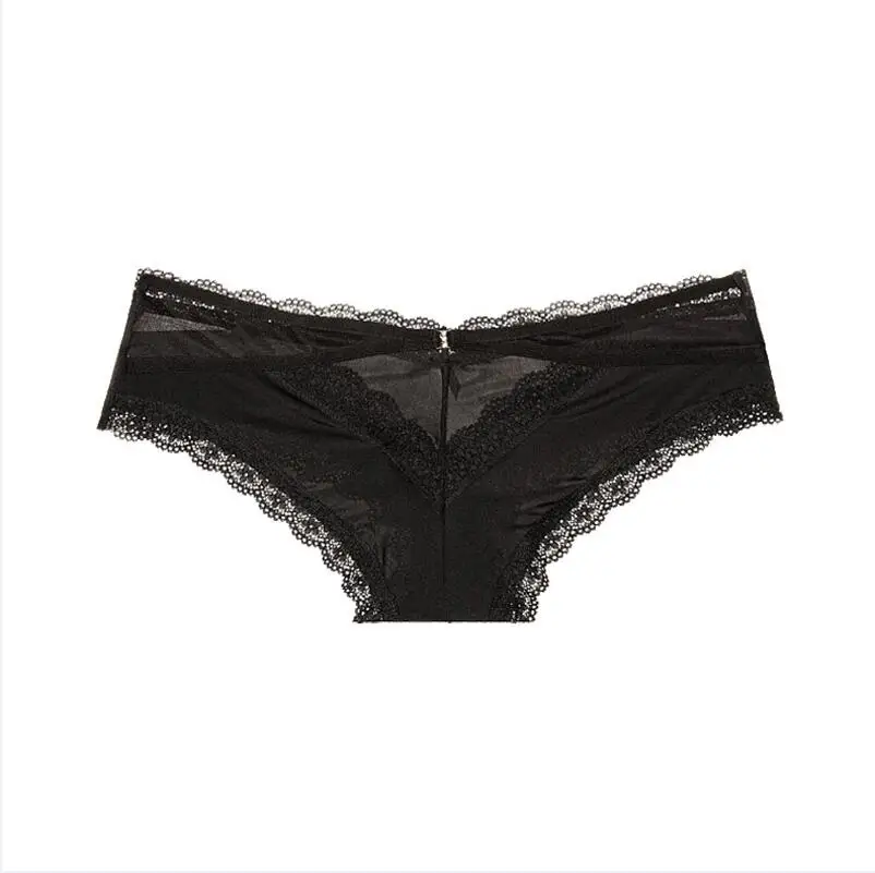 Black TERMEZY, женские сексуальные кружевные трусики, нижнее белье, модное, высокое качество, Перекрещенные, полые, бант, g-стринги, женские мягкие трусики сексуальное женское нижнее белье - Цвет: Black