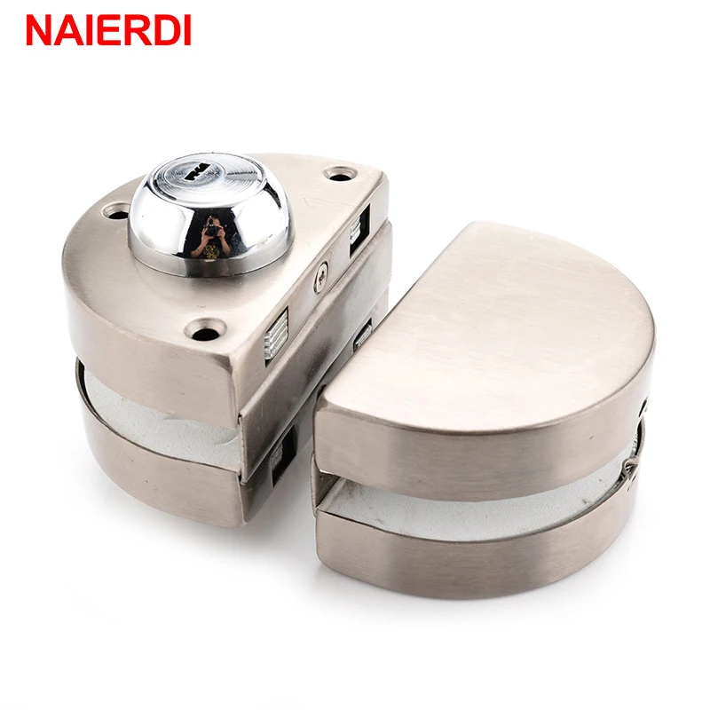 NAIERDI двойные стеклянные дверные замки 304 нержавеющая сталь открытые безрамные