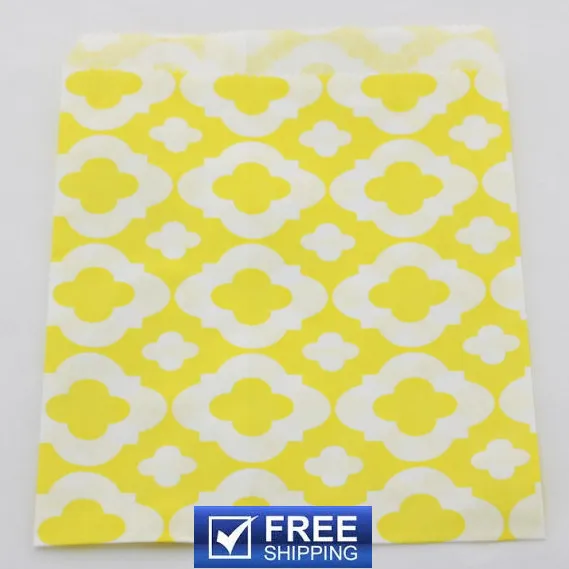 200 шт мод узорные желтые бумажные пакеты закуска Битти удовольствие подарок