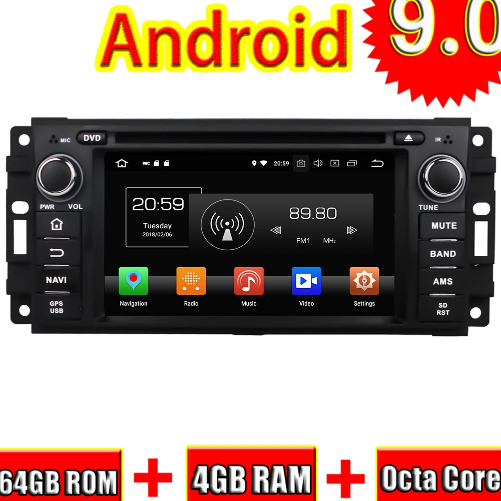 TOPNAVI 6 2 ''Android 9 0 DVD Авто GPS плеер для Jeep Sebring 300C Grand Cherokee Компас Wrangler путешествие 2010
