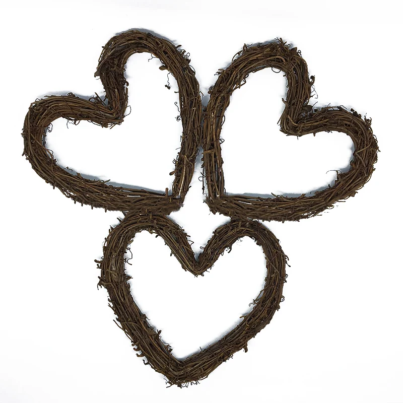 Ротанговая лоза венок с узором сердца Дисплей украшения Рождественская елка
