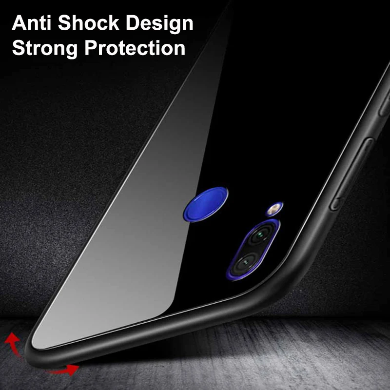 Чехол для xiaomi redmi Note 7 pro закаленное стекло с рисунком звездного неба + тонкий