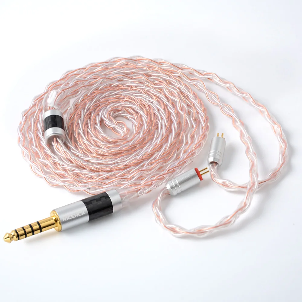 NICEHCK 8 Core Copper Silver Mixed Cable Upgrade TypeC/Type-C/3.5/2.5/4.4mm MMCX/2Pin For TRNV90 ZSX CCAC12 NICEHCK NX7 Pro/DB3