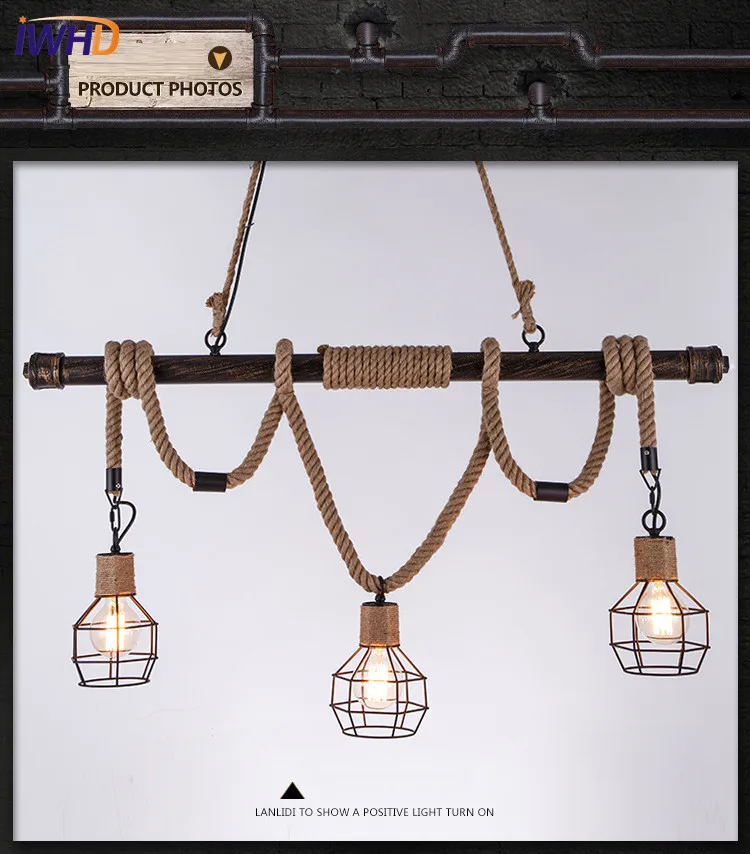 

Retro Edison Loft Style Hemp Rope Droplight Industrial Vintage Pendant Light Fixtures Dining Room Hanging Lamp Indoor Lighting