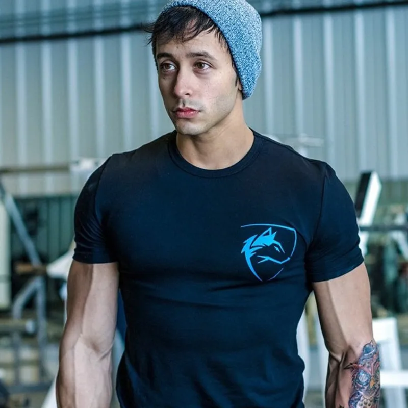 Мужские футболки Alphalete Gyms Фитнес Бодибилдинг тонкая футболка мужская с коротким