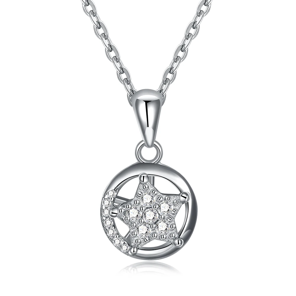 

Women Creative Rotatable Star Pendant Necklaces 925 Sterling Silver Fine Jewelry for Lady Girl Wedding Engagement Love Gift