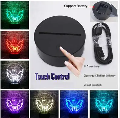 USB Touch 7 Color Новые герои Мстители Marvel 7 цветов USB зарядка Железный Человек-паук Капитан Америка Мультфильм светодиодный для украшения комнаты Ночная Атмосфера Свет Дети подарок - Испускаемый цвет: USB Touch 7 Color