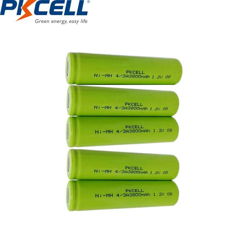 5 шт. PKCELL 4/3A 3800mAh 17670 18670 1 2 V NiMH аккумуляторная батарея batetries Ni MH для пайки плоский