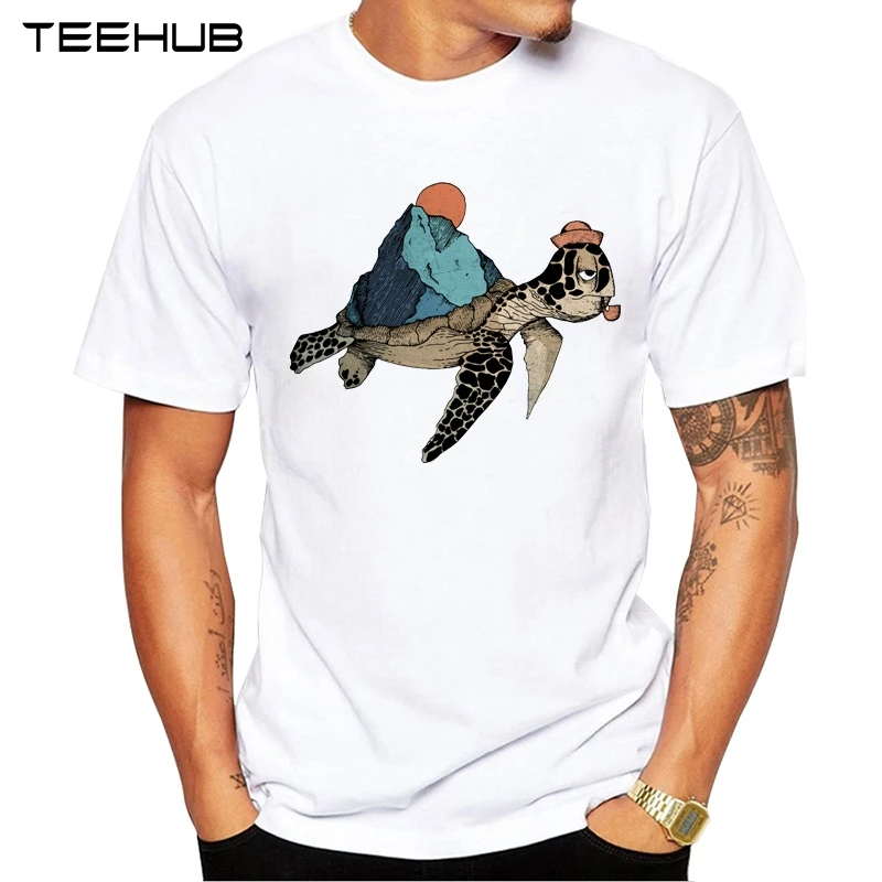2019 Мужская модная футболка TEEHUB с принтом черепахи коротким рукавом хипстерские дизайнерские топы круглым