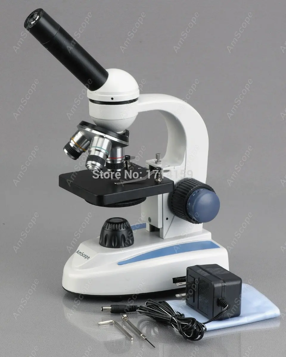 AmScope 40X 1000X светодиодная беспроводная лампа с грубой и тонкой фокусировкой