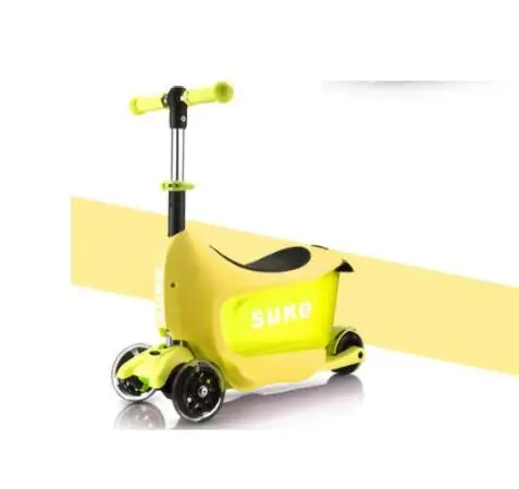 yellow CARRYLOVE детская ленивая сумка с колесами детский скутер чемодан на колесах - Цвет: yellow