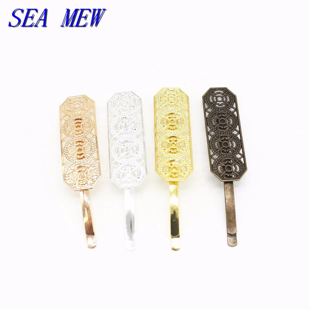SEA MEW 10 шт. 15*47 мм пустотелые цветы заколки Основа 6 видов цветов покрытие шпилька