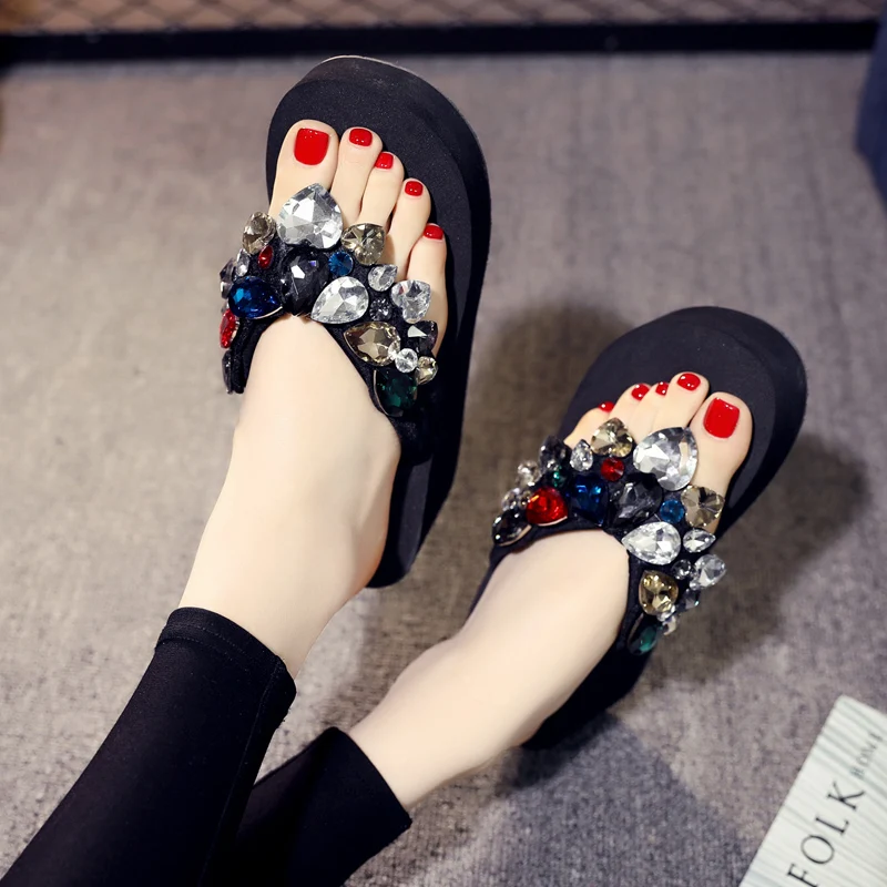 Шлепанцы XMISTUO большого размера с инкрустированными кристаллами и бриллиантами