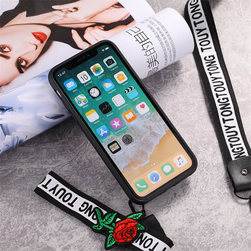 luxury cute Fashion Rose Flower hard PC Phone copy cover coque case For Apple iPhone 7 8 6 6s 5 5s SE Plus Woman Lace |