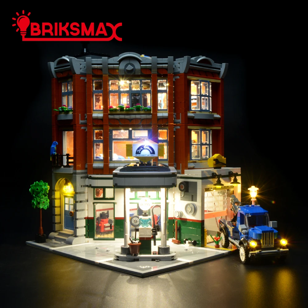BriksMax со светодиодной подсветкой комплект для углу гараж ремонт станции строительные блоки модель света набор совместим с 10264 и 15042
