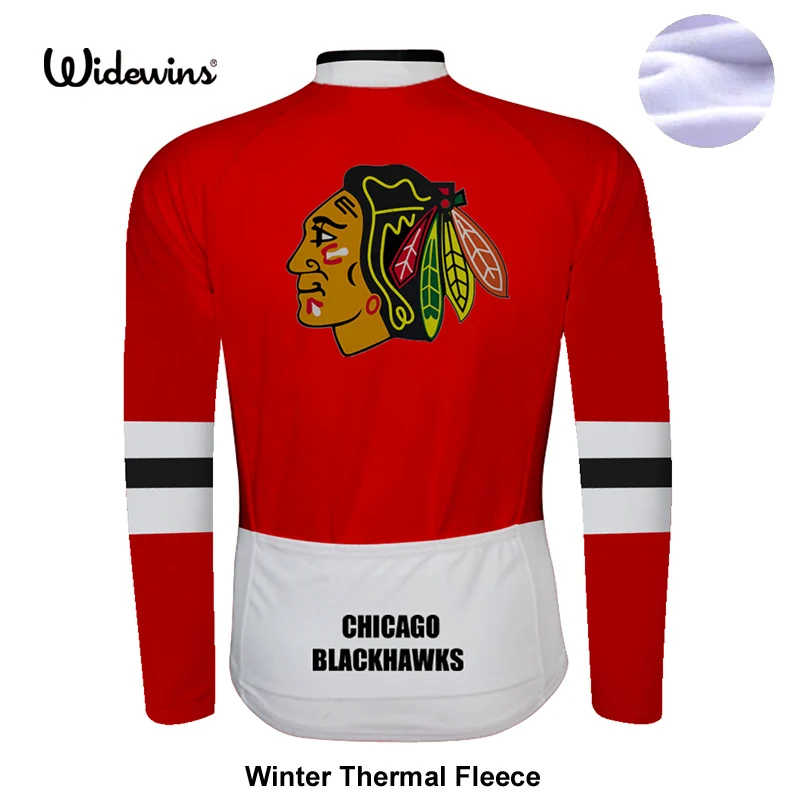 Chicago blackhawks Pro тканевая зимняя высококачественная велосипедная Джерси, длинная гоночная профессиональная велосипедная Джерси, Зимняя Теплая Флисовая 8002