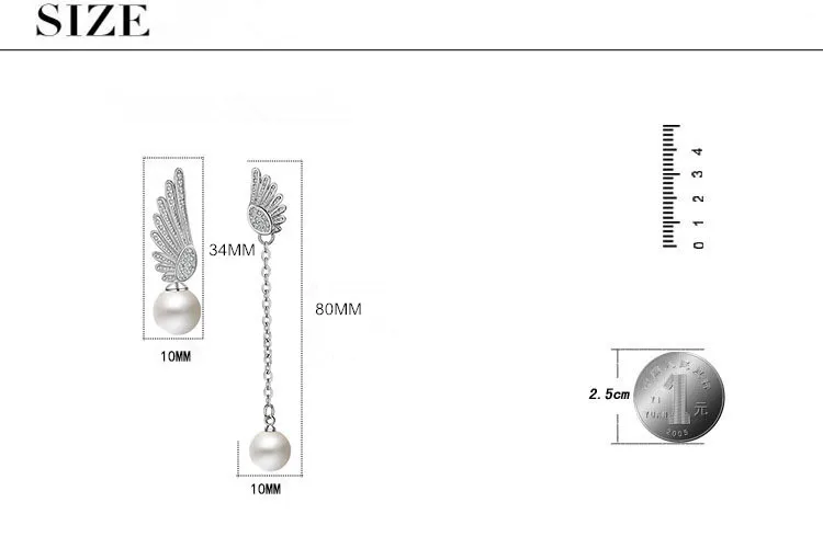 Высококачественные модные ангельские крылья жемчужные женские длинные серьги