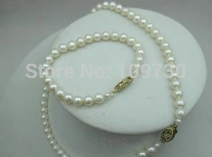 Jewelry 00717 AAA 5-5.5mm White Pearl Set Necklace 12&quot Bracelet 5.5&quot 14kt Gold Newborn (A0423) -Top quality free shippin | Украшения
