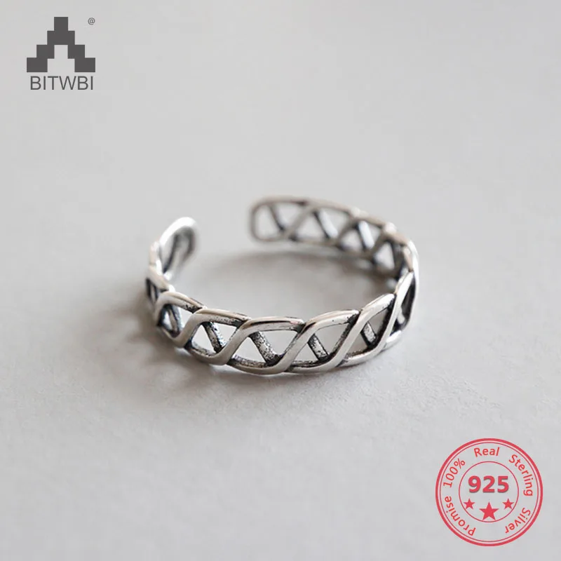 S925 Silver Hollow Net Rings For Women Male Trendy Rock Punk Biker Bands Finger Jewelry | Украшения и аксессуары