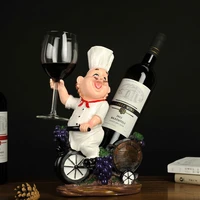 funny chef bottle rack decorative tabletop cook cask wine bottle holder goblet stand beverage barware ornament craft accessories