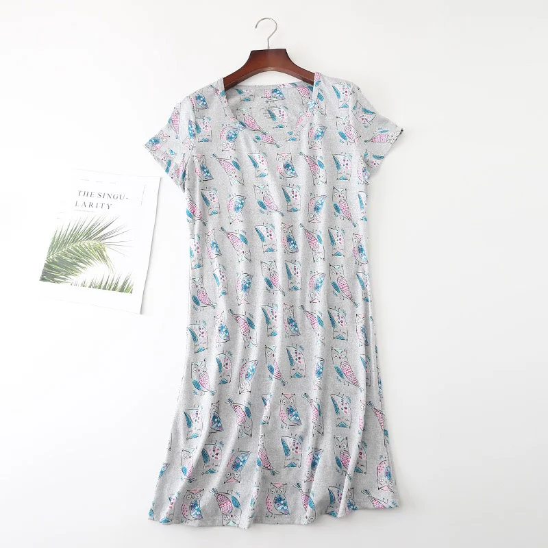 Платье женское хлопковое с коротким рукавом свободное удобное домашнее платье