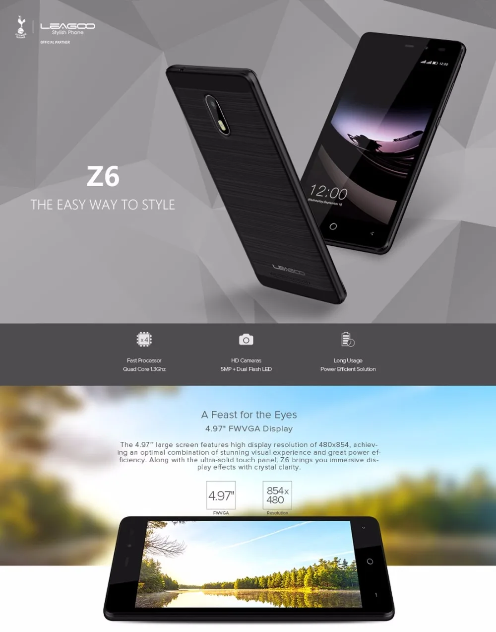 2017 оригинальные leagoo Z6 мобильный телефон 4 97 &quotMT6580M ядра 1. 3g Гц 1 ГБ Оперативная