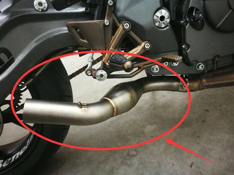 

New Stainless Steel Motorcycle BJ600 Exhaust Link Pipe Motorbike Exhaust Muffler Pipe Conncetor Pipe with Back Pressure Drum