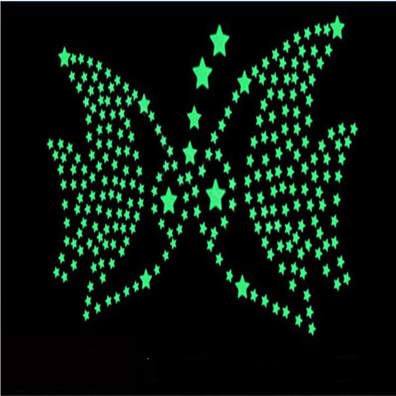 Настенные стикеры с 3 D звездами излучающие ФЛУОРЕСЦЕНТНОЕ излучение в темноте