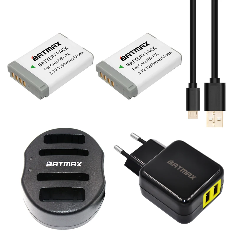 Аккумуляторная батарея Batmax 2 шт. б/у 13L NB13L + зарядное устройство с 4 USB портами для
