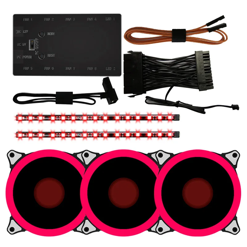 Aigo 3 шт. 12 В 6 Pin 120 мм корпус для компьютера RGB aura охлаждающий вентилятор набор светодиодный охладитель тихий вентилятор+ контроллер приложения+ 2 световых бара для ПК