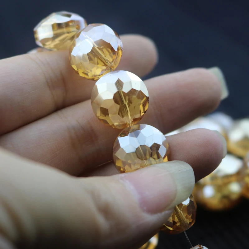 Граненые кристаллические шарики 10 шт., 14x8 мм, цвета шампанского, золотого цвета, граненые кристаллические шарики с украшением в виде кристаллов, бесплатная доставка